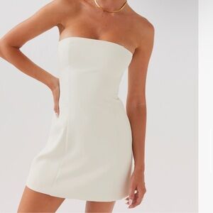 Peppermayo Strapless Cream Dress